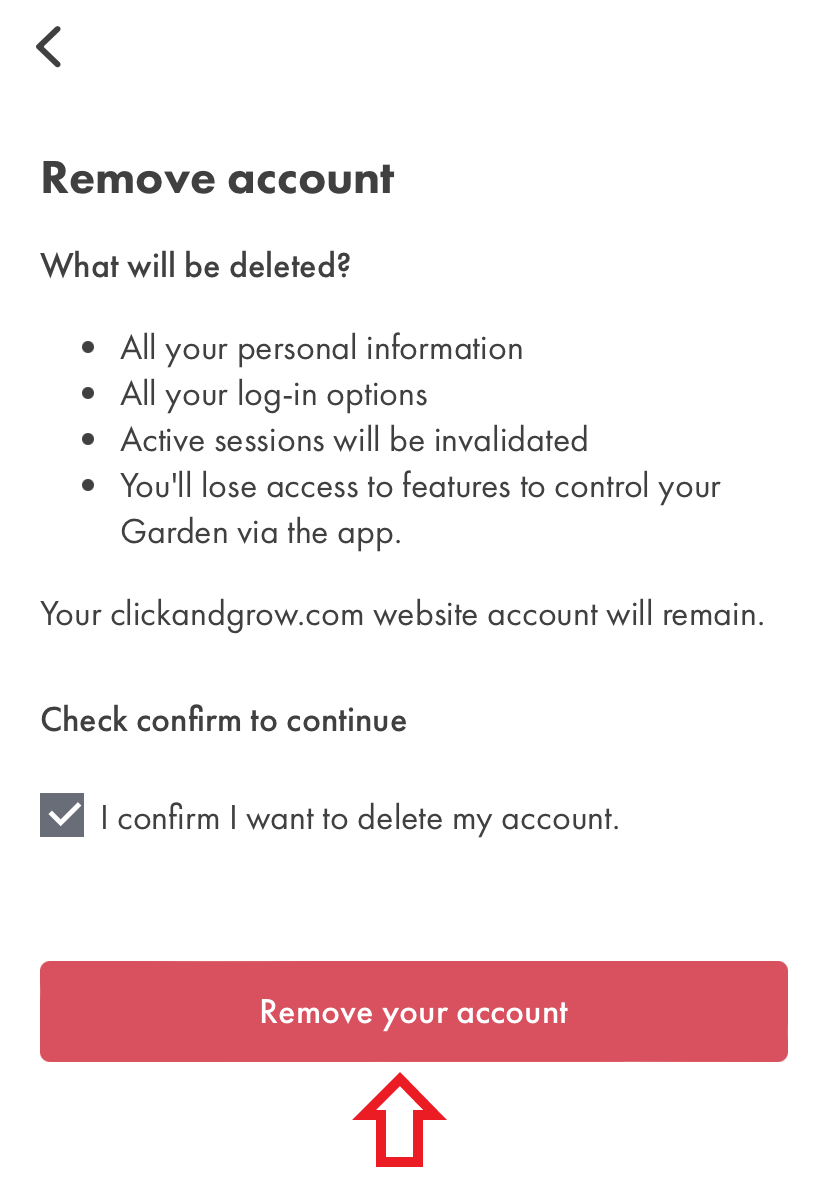 How to remove your Click Grow mobile app account Click Grow